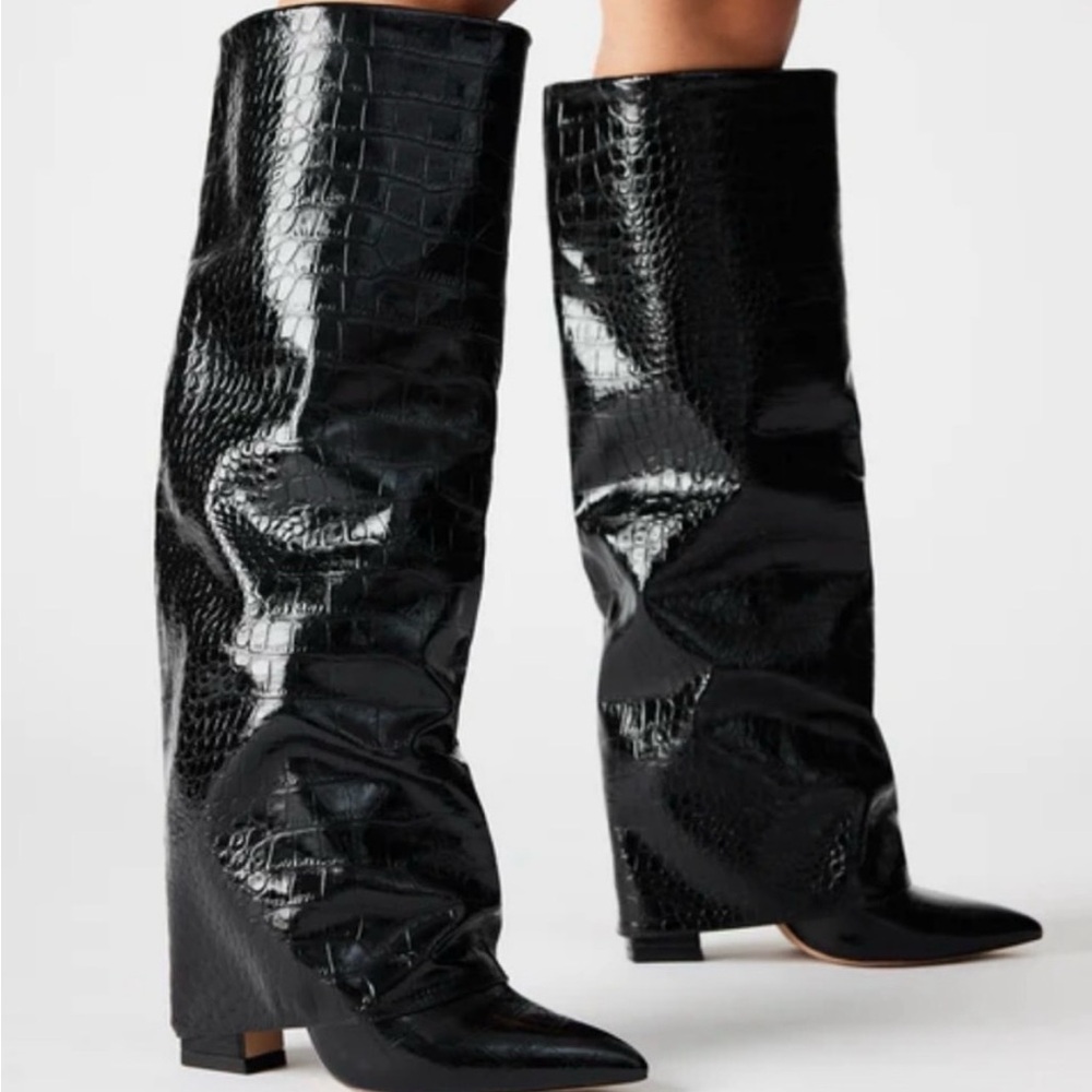 Steve Madden stuntin black crocodile boots